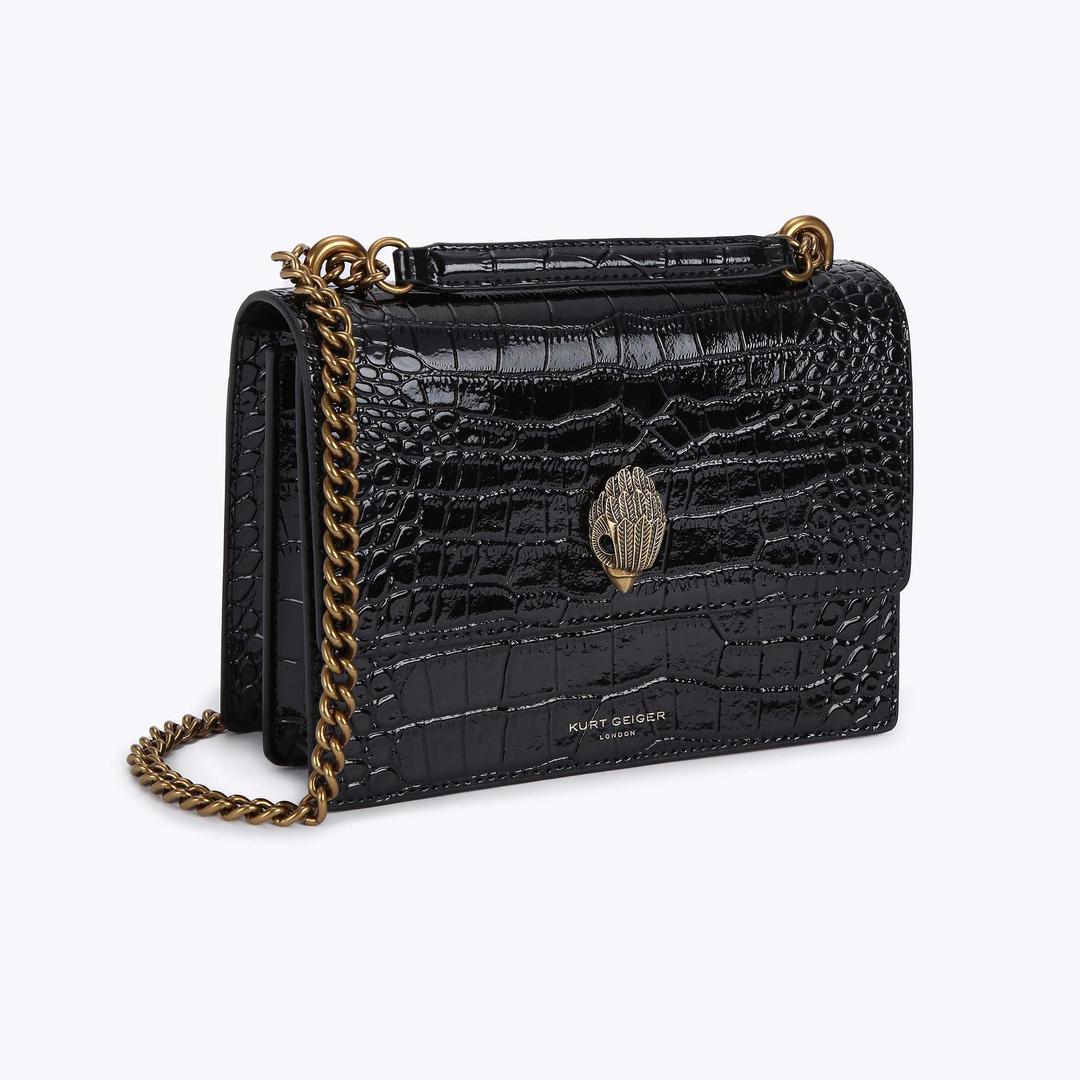 SHOREDITCH CROSS BODY Black Patent Croc Print Cross Body Bag by KURT ...