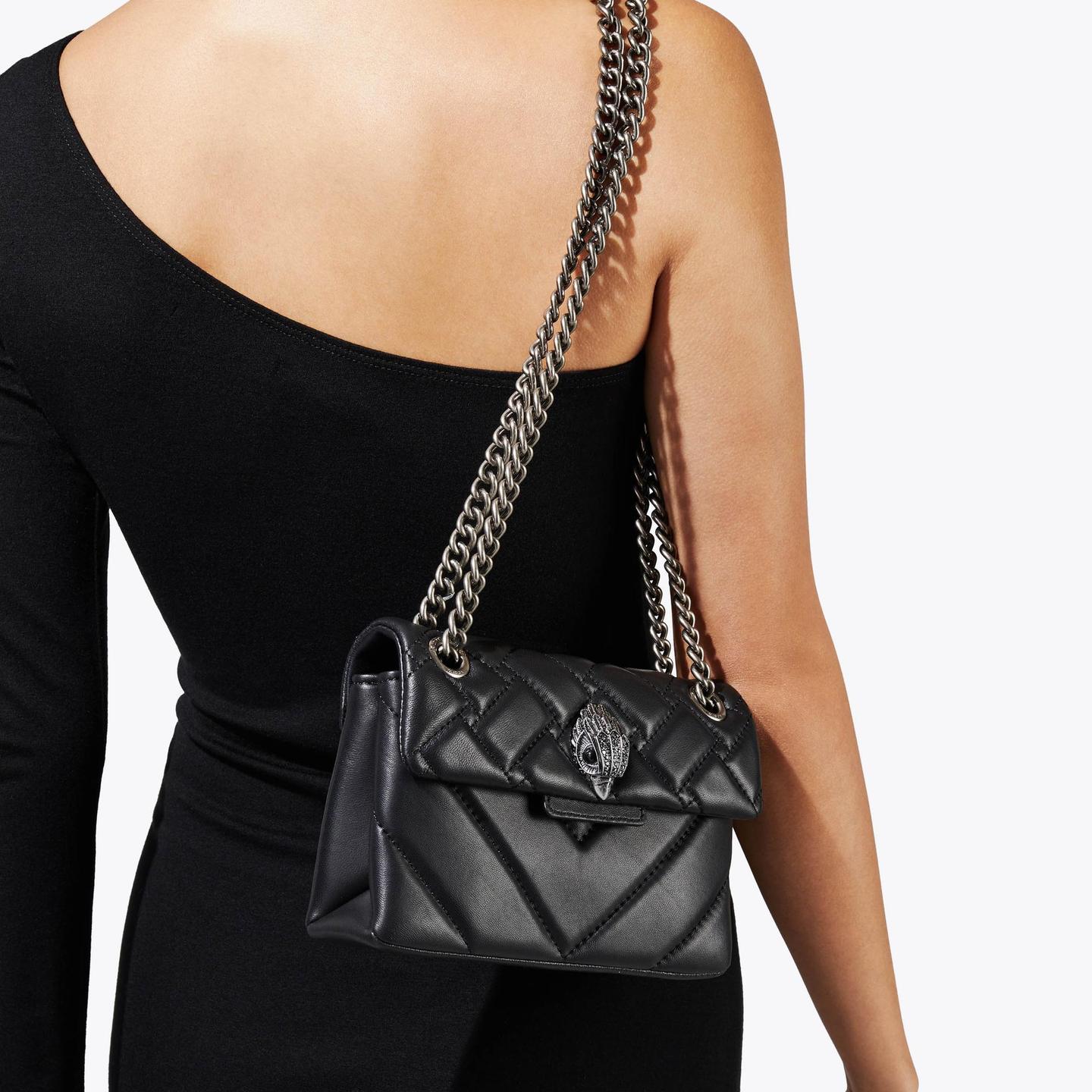 MINI KENSINGTON X BAG all BLACK Quilted Leather Mini Bag by KURT GEIGER ...
