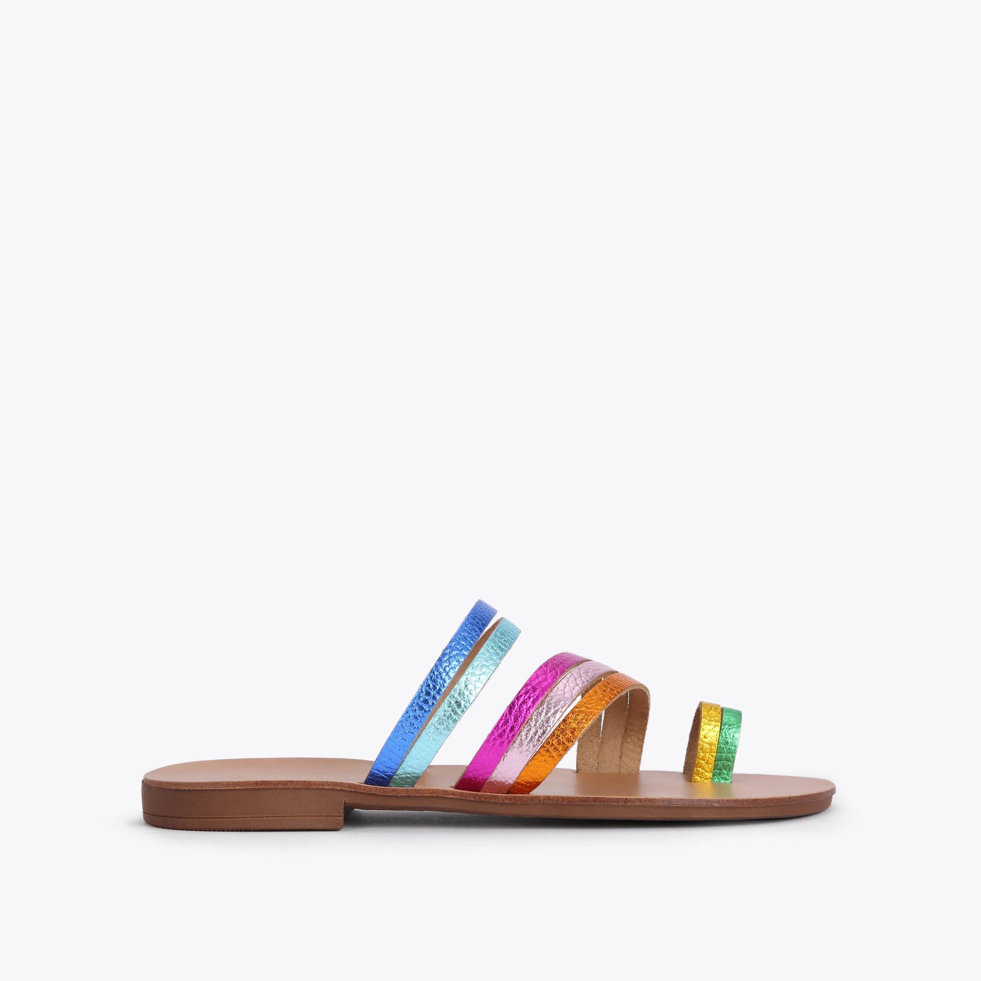 DELILAH RAINBOW LEATHER Flat STRAPPY Sandals by KURT GEIGER LONDON