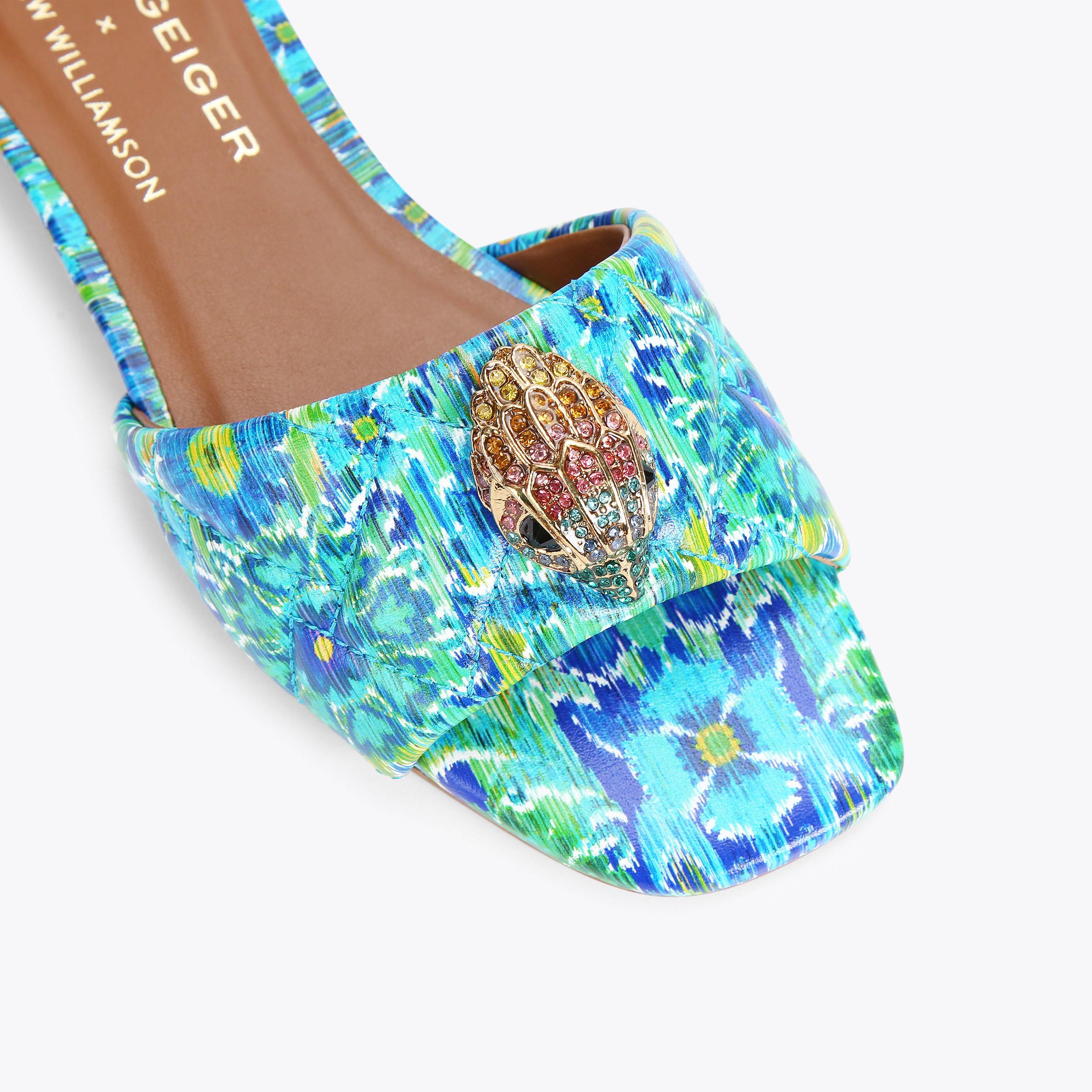 MW KENSINGTON FLAT SANDAL Blue Leather Sandals by KURT GEIGER LONDON