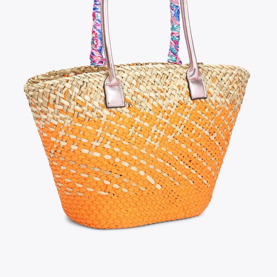 MW BASKET RAFFIA TOTE Orange Raffia Tote Bag by KURT GEIGER