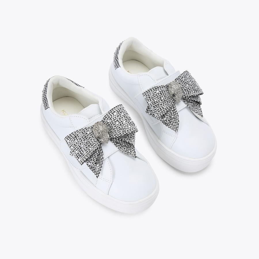 MINI LANEY BOW White Leather Sneakers by KURT GEIGER LONDON