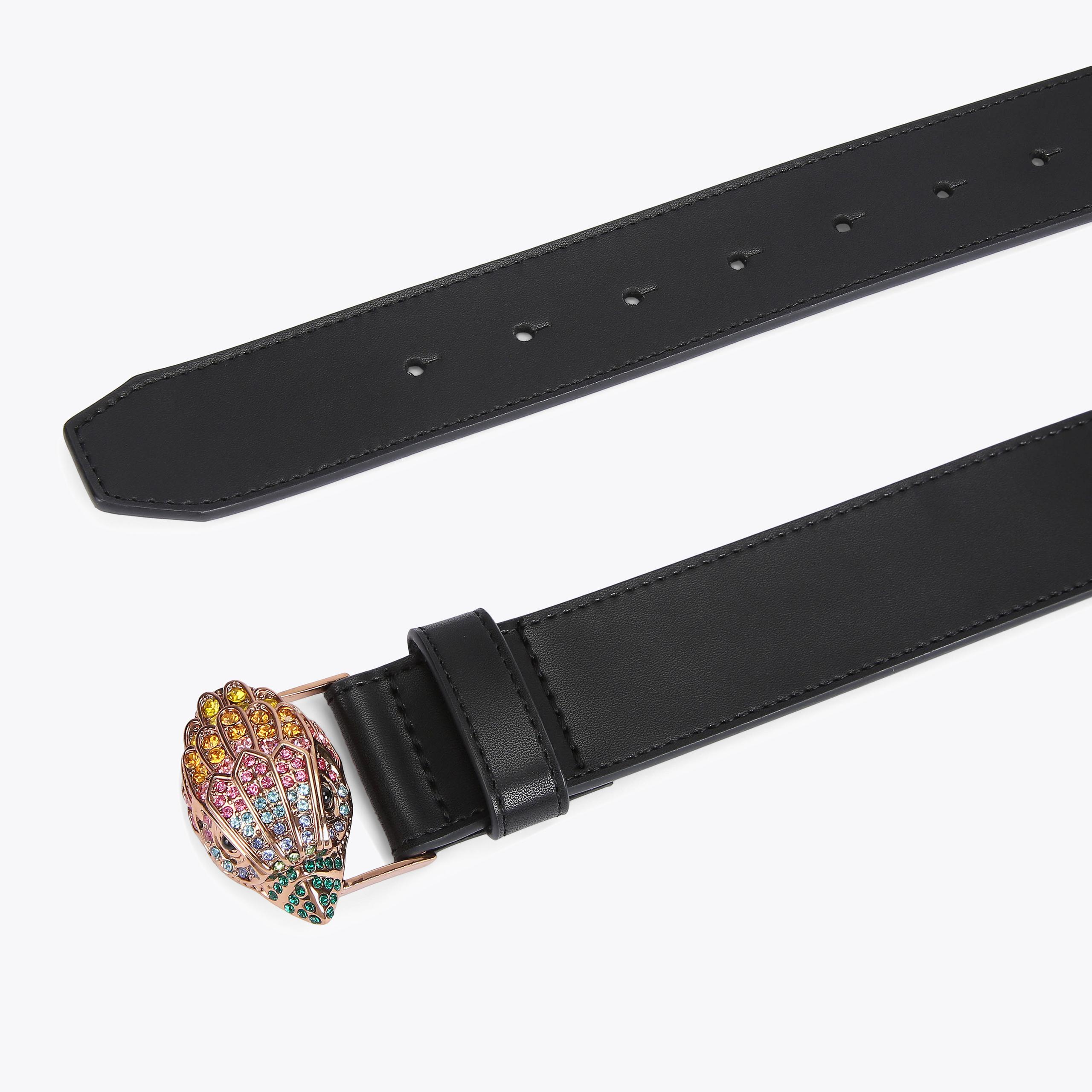 Kurt Geiger Gold Metalic Black Leather Rhinestone Eagle Belt size Large NEW! MULTI EAGLE 30 BELT Black Belt by KURT GEIGER LONDON main image 2