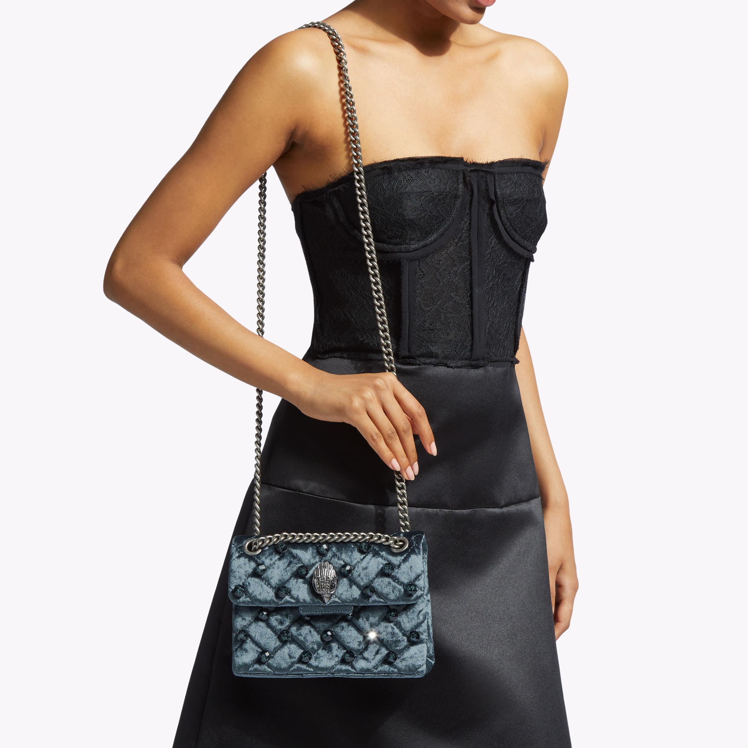 KURT GEIGER shops LONDON MINI EMBELLISHED VELVET BAG