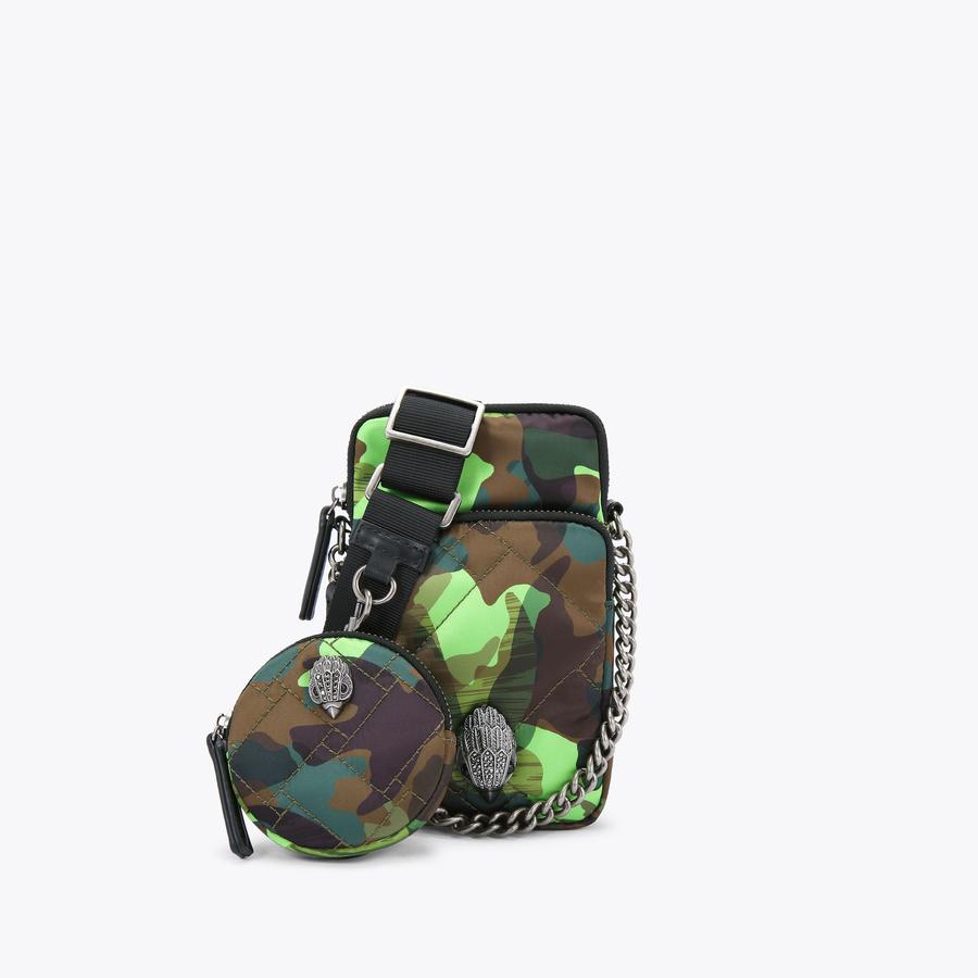 RECYCLED MULTI POCKETS XB Green Cross Body Purse by KURT GEIGER LONDON