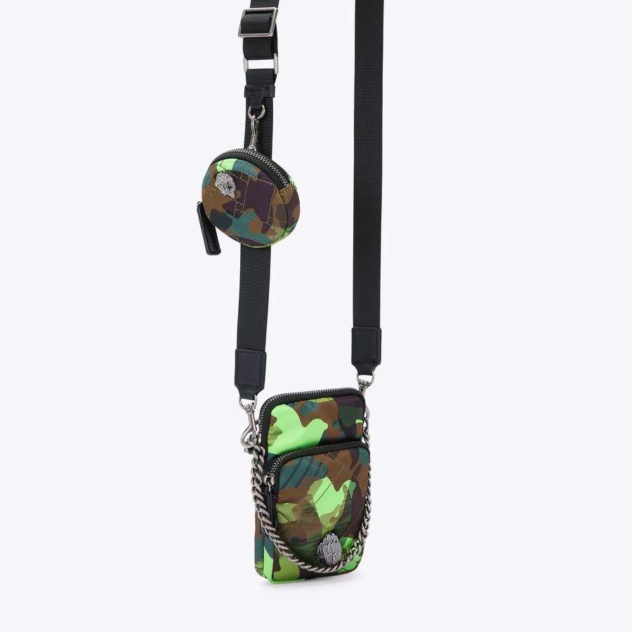 RECYCLED MULTI POCKETS XB Green Cross Body Purse by KURT GEIGER LONDON