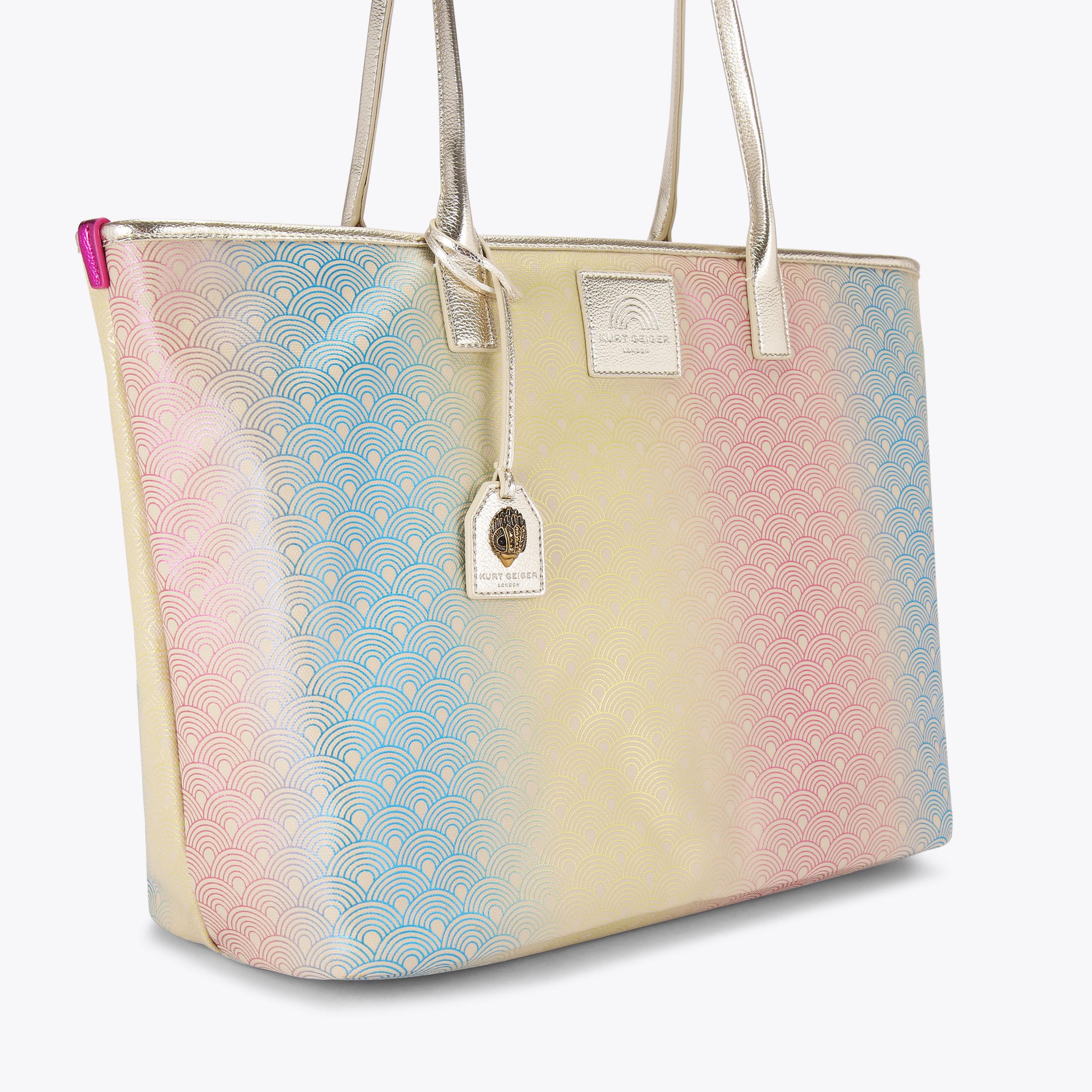 KURT GEIGER LONDON Richmond Shopper White hotsell Tote Bag With Rainbow Lined St…