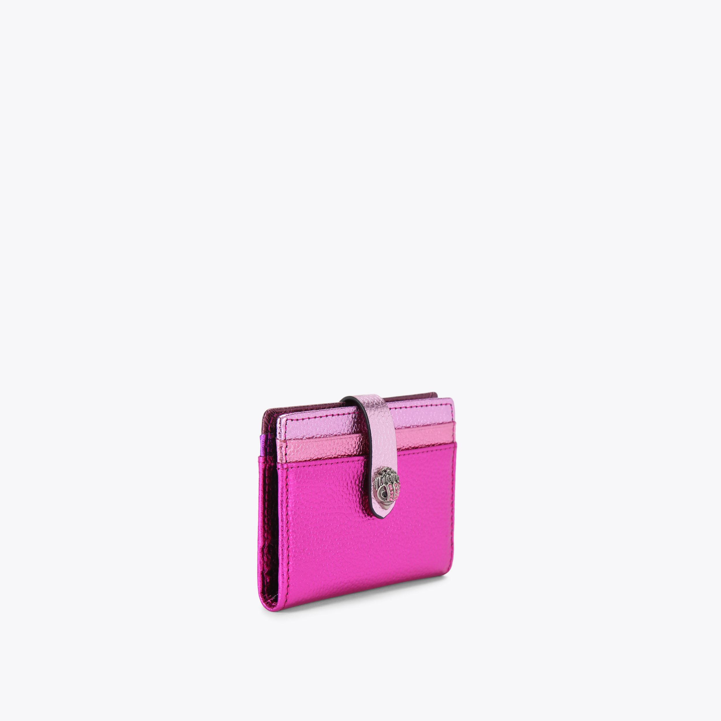 [チェーン着脱][鏡付]Pink Logo Point Leather Card Wallet チェーン着脱][鏡付]Pink Logo Point Leather Card Wallet
