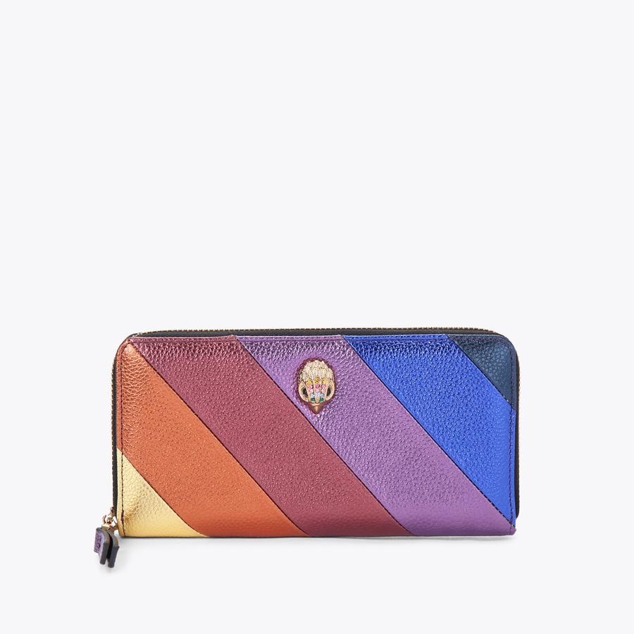 ZIP AROUND WALLET LEATHER Metallic Stripe Wallet by KURT