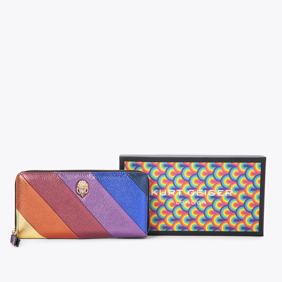ZIP AROUND WALLET LEATHER Metallic Stripe Wallet by KURT