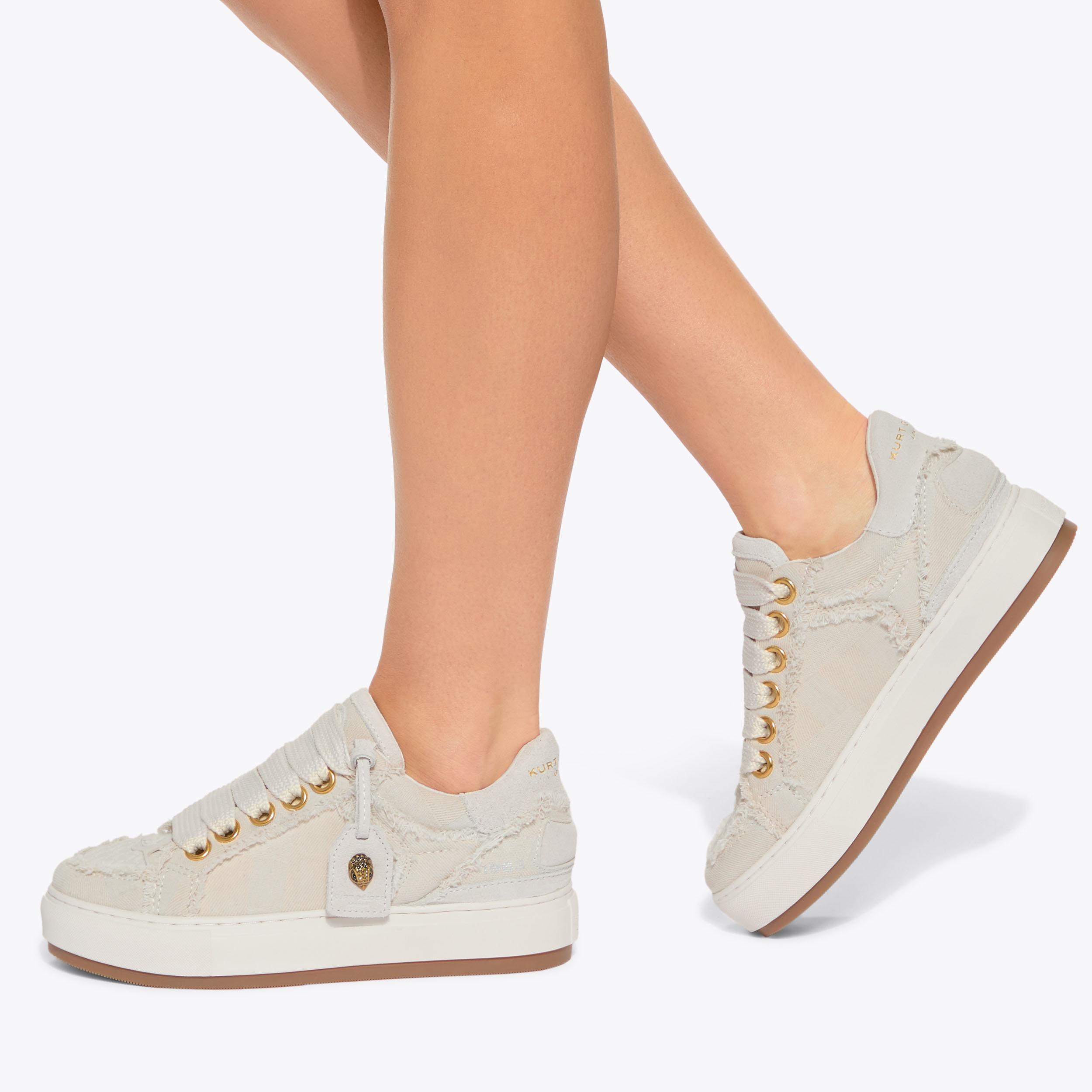 SOUTHBANK TAG White Denim Frayed Sneaker by KURT GEIGER LONDON