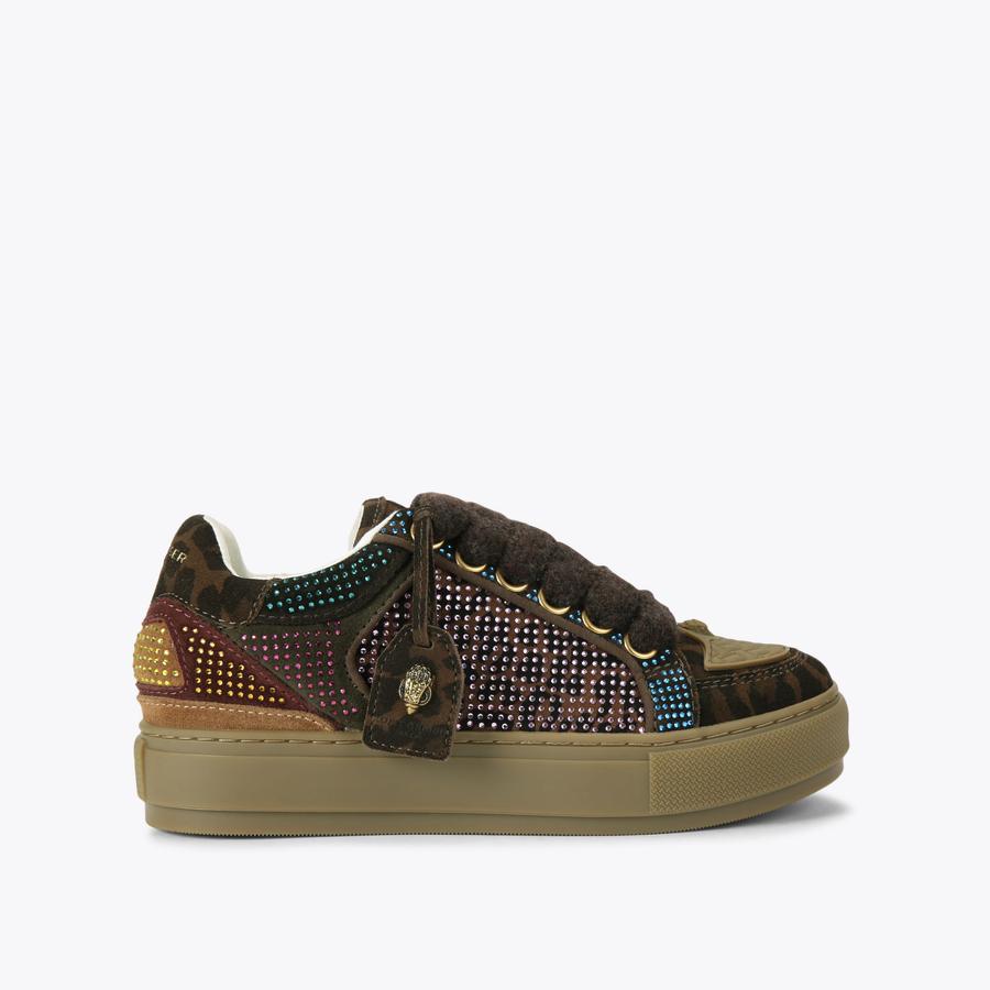 SOUTHBANK TAG Brown Leopard Print Lace Up Sneaker by KURT