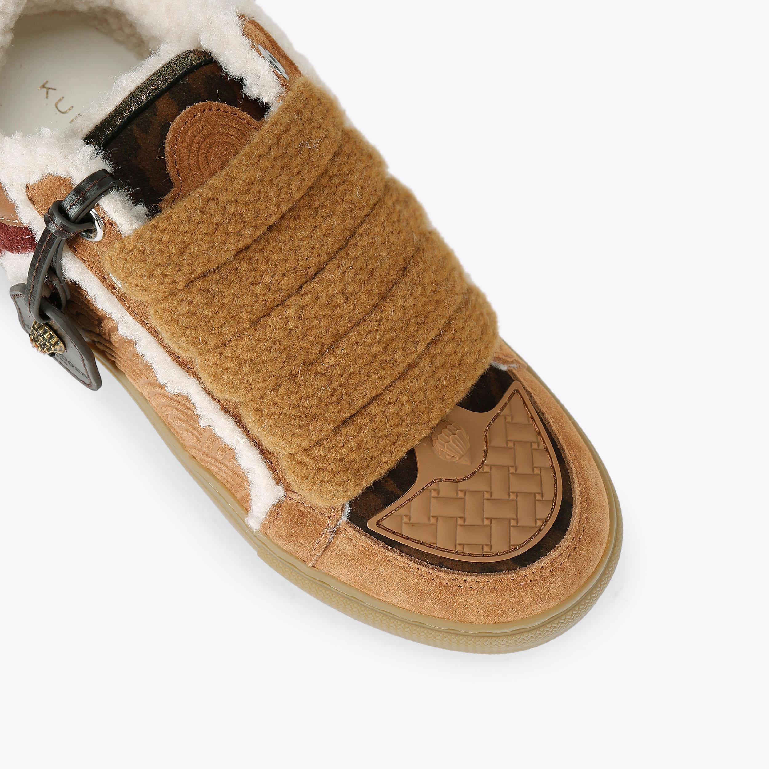 SOUTHBANK TAG Brown Suede Borg Sneaker by KURT GEIGER LONDON