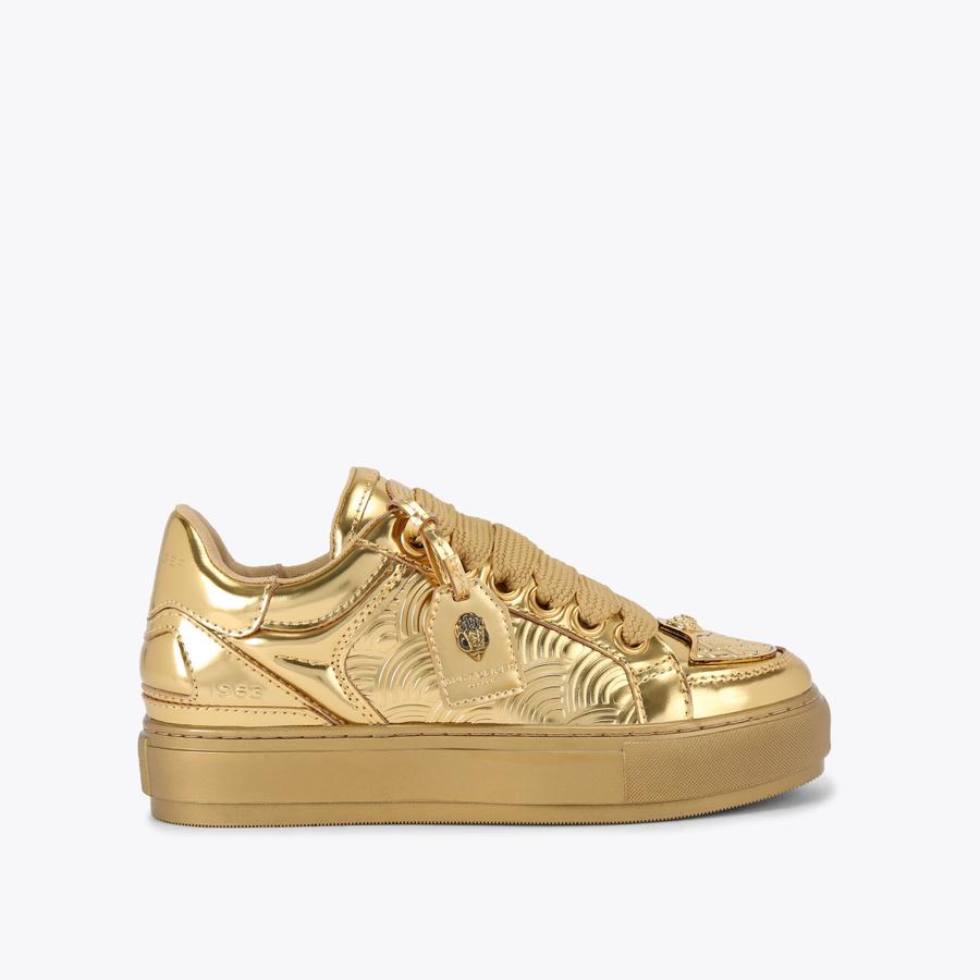 SOUTHBANK TAG Metallic Gold Sneaker by KURT GEIGER LONDON