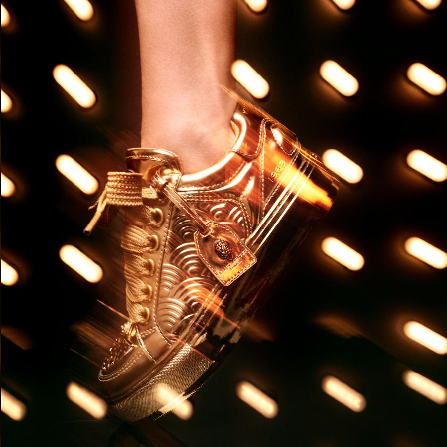 SOUTHBANK TAG Metallic Gold Sneaker by KURT GEIGER LONDON