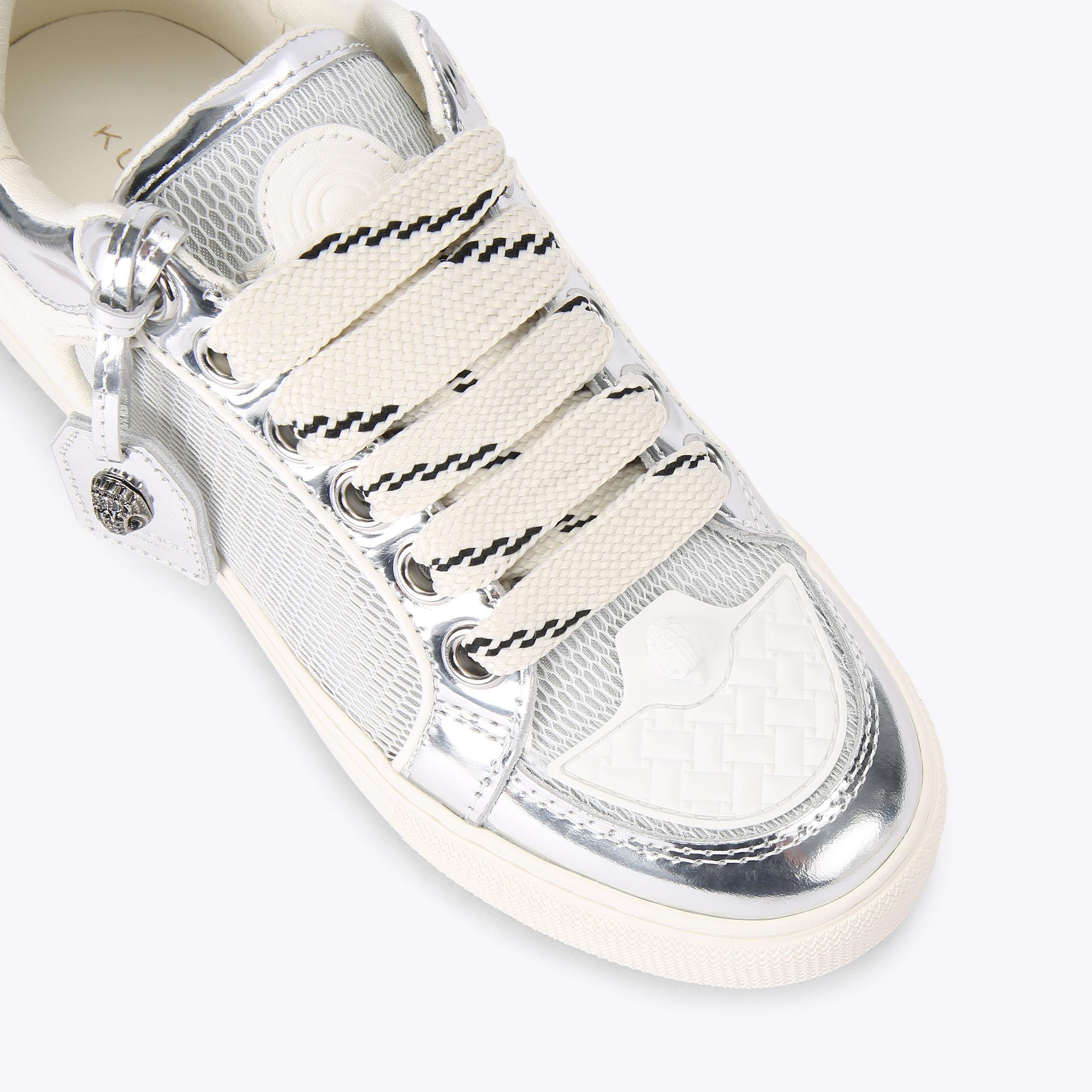 SOUTHBANK TAG Metallic Silver Sneaker by KURT GEIGER LONDON