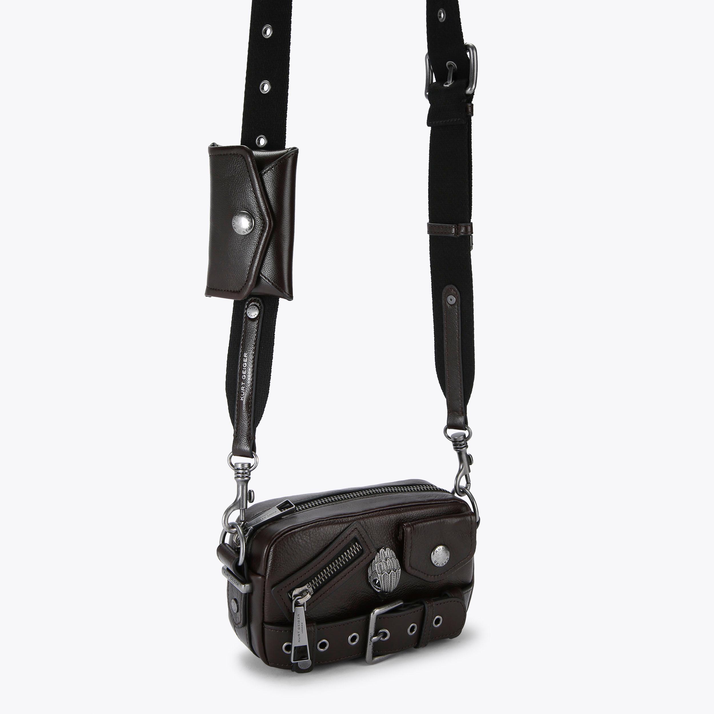 HACKNEY SM CAMERA BAG Dark Brown Camera Purse by KURT GEIGER LONDON