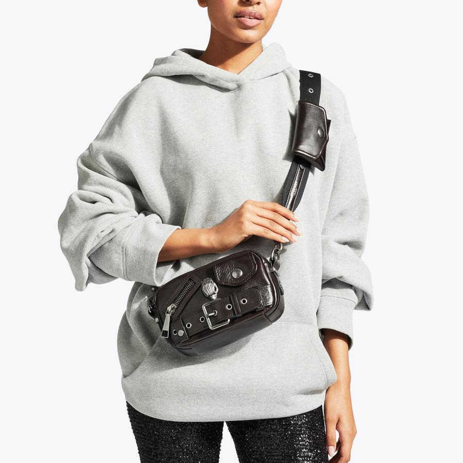 HACKNEY SM CAMERA BAG Dark Brown Camera Purse by KURT GEIGER LONDON