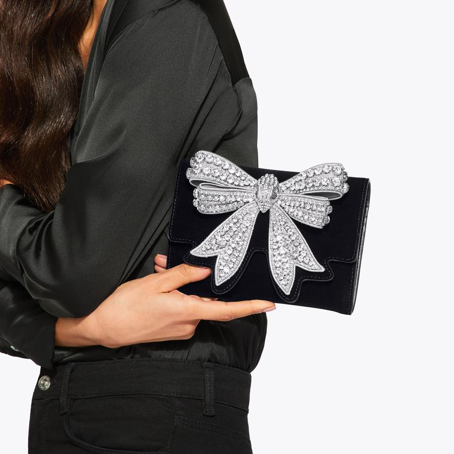 BOW SHOREDITCH CH WALLET Black Velvet Wallet by KURT GEIGER