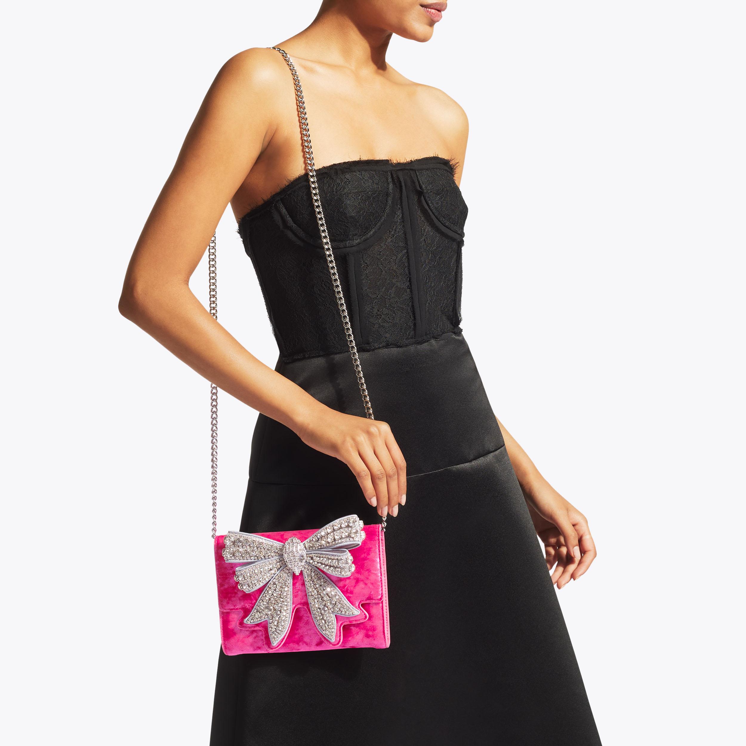 BOW SHOREDITCH CH WALLET Pink Velvet Wallet by KURT GEIGER