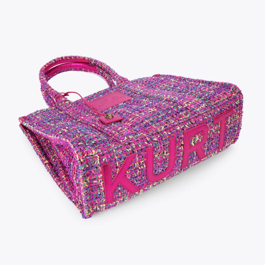 TWEED LG SOUTHBANK TOTE Pink Tweed Tote Purse by KURT GEIGER LONDON