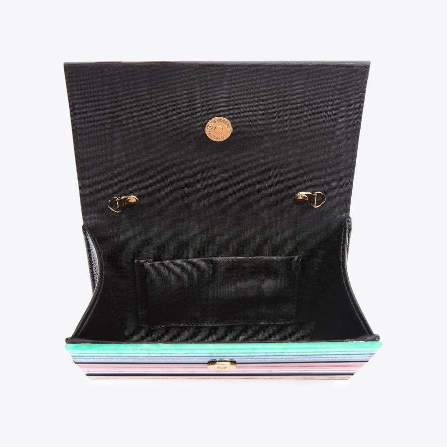PARTY EAGLE CLUTCH Dark rainbow striped clutch by KURT