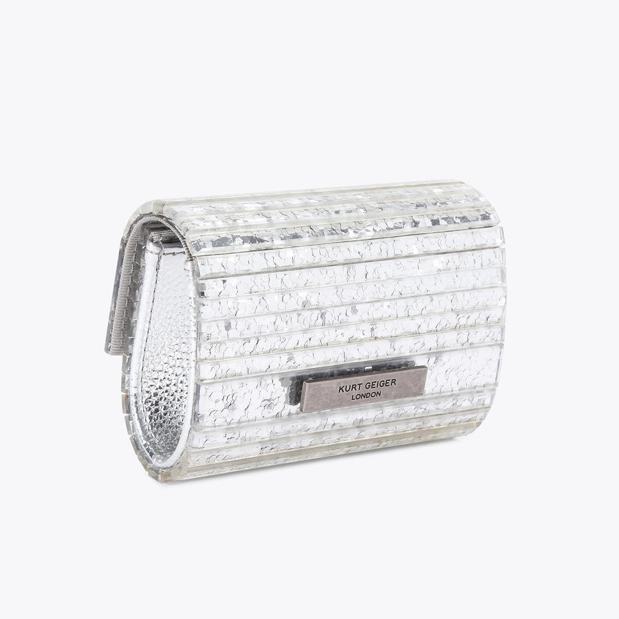 Kurt geiger silver clutch bag sale