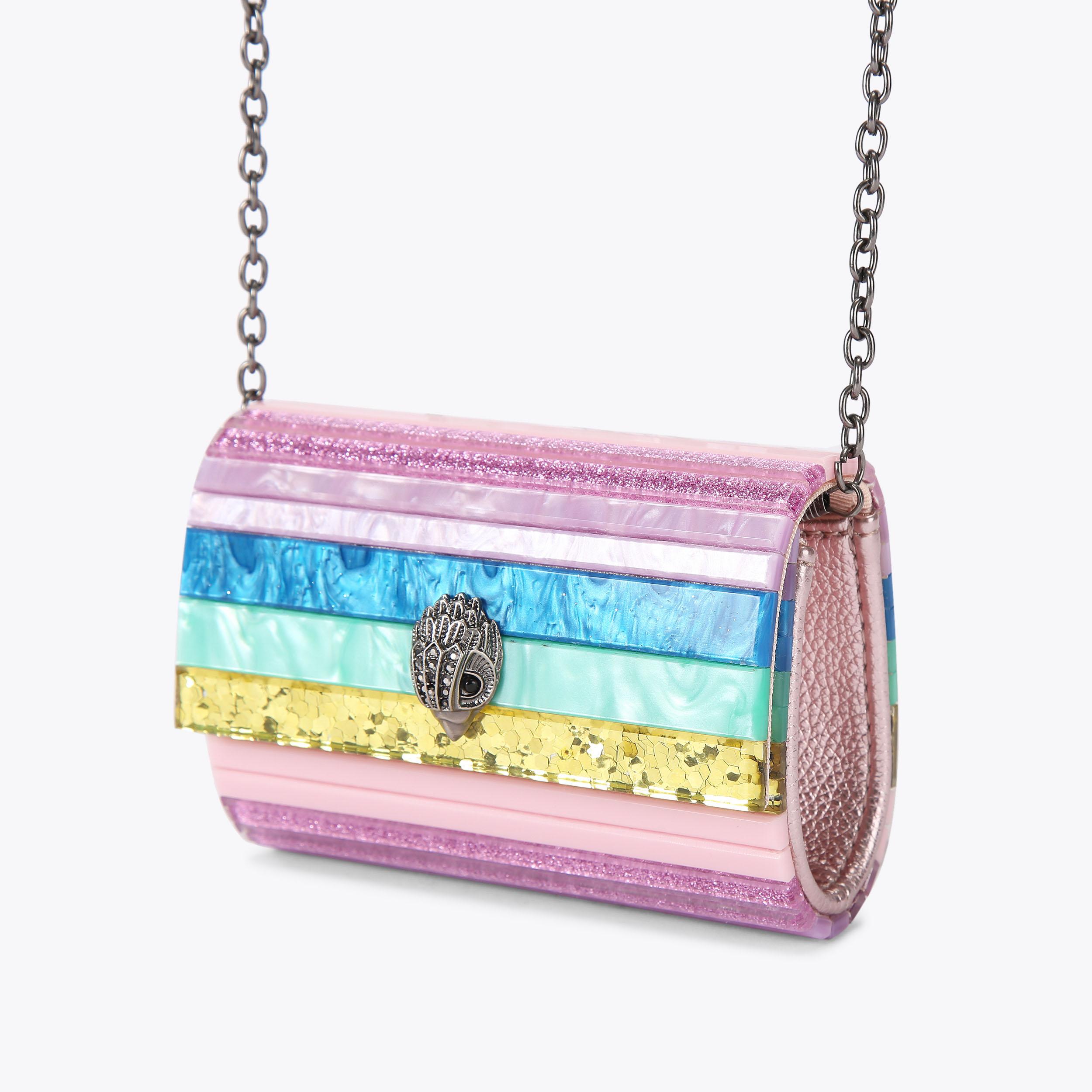 Pochette American Eagle Argentée Avec Doublure Fleurie Jaune – Occasion