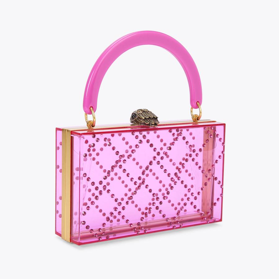 QUILT BOX CLUTCH Fuchsia Top Handle Clutch by KURT GEIGER LONDON