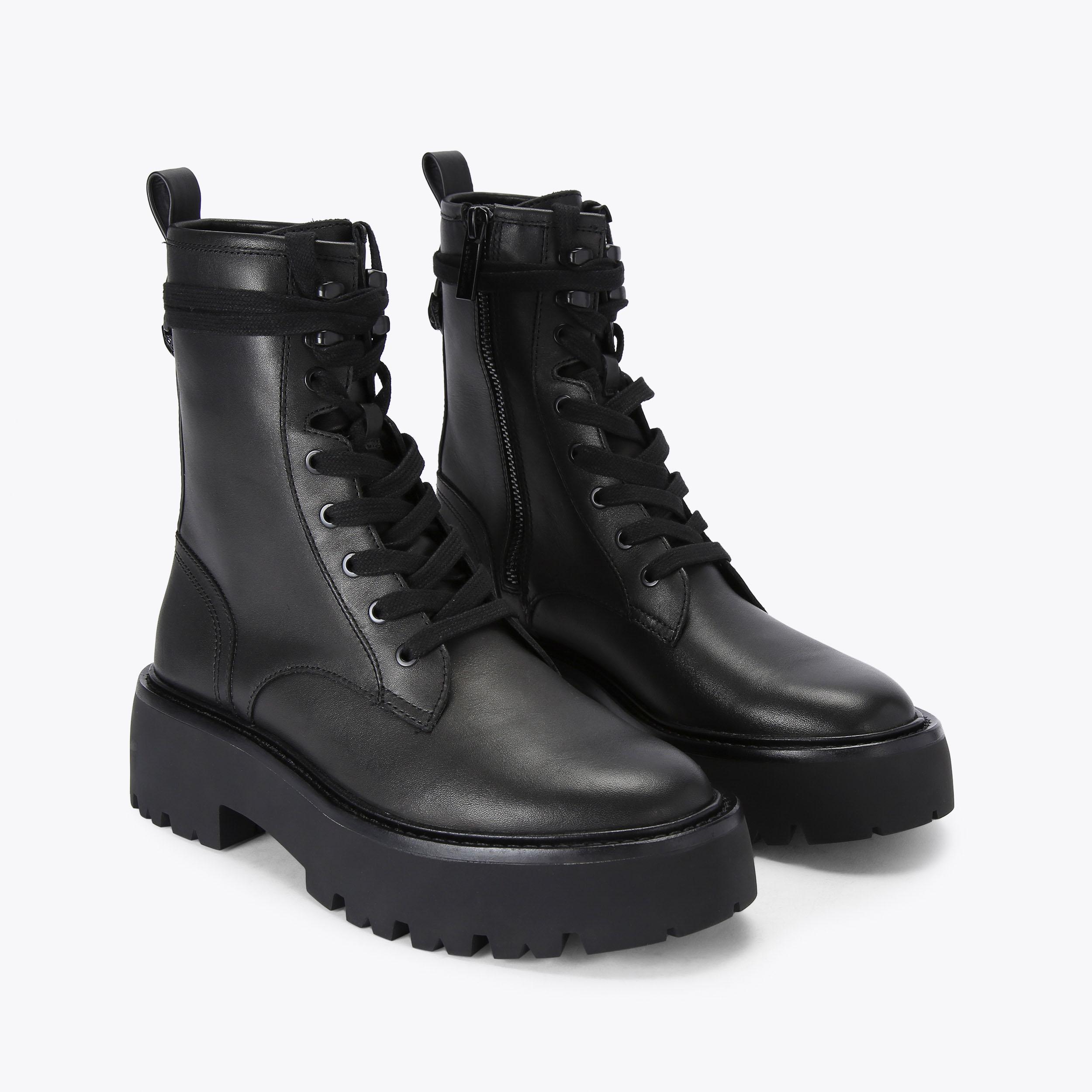 MATILDA LACE UP BOOT Black Lace Up Boots by KURT GEIGER LONDON