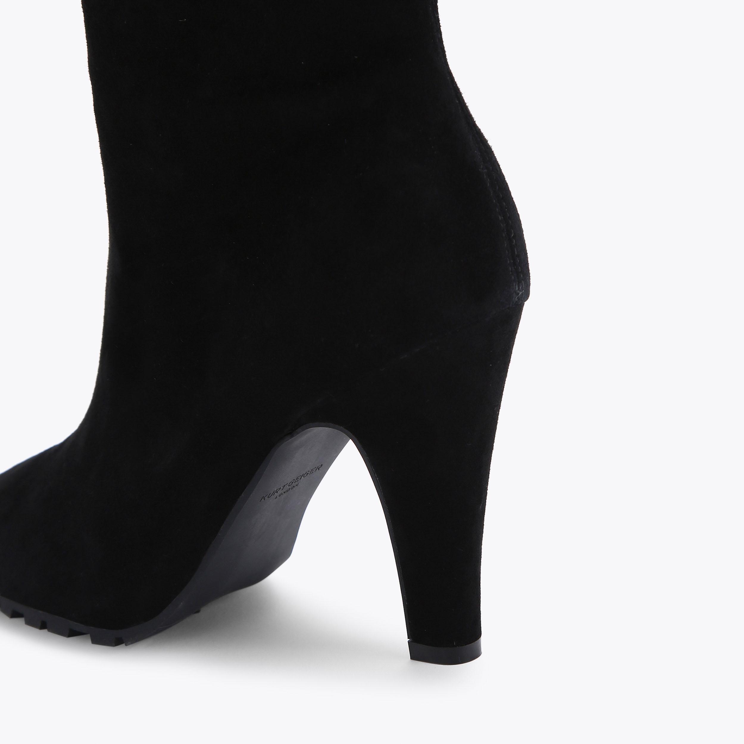 SHOREDITCH KNEE BOOTIE Black Suede Leather Boots by KURT GEIGER LONDON