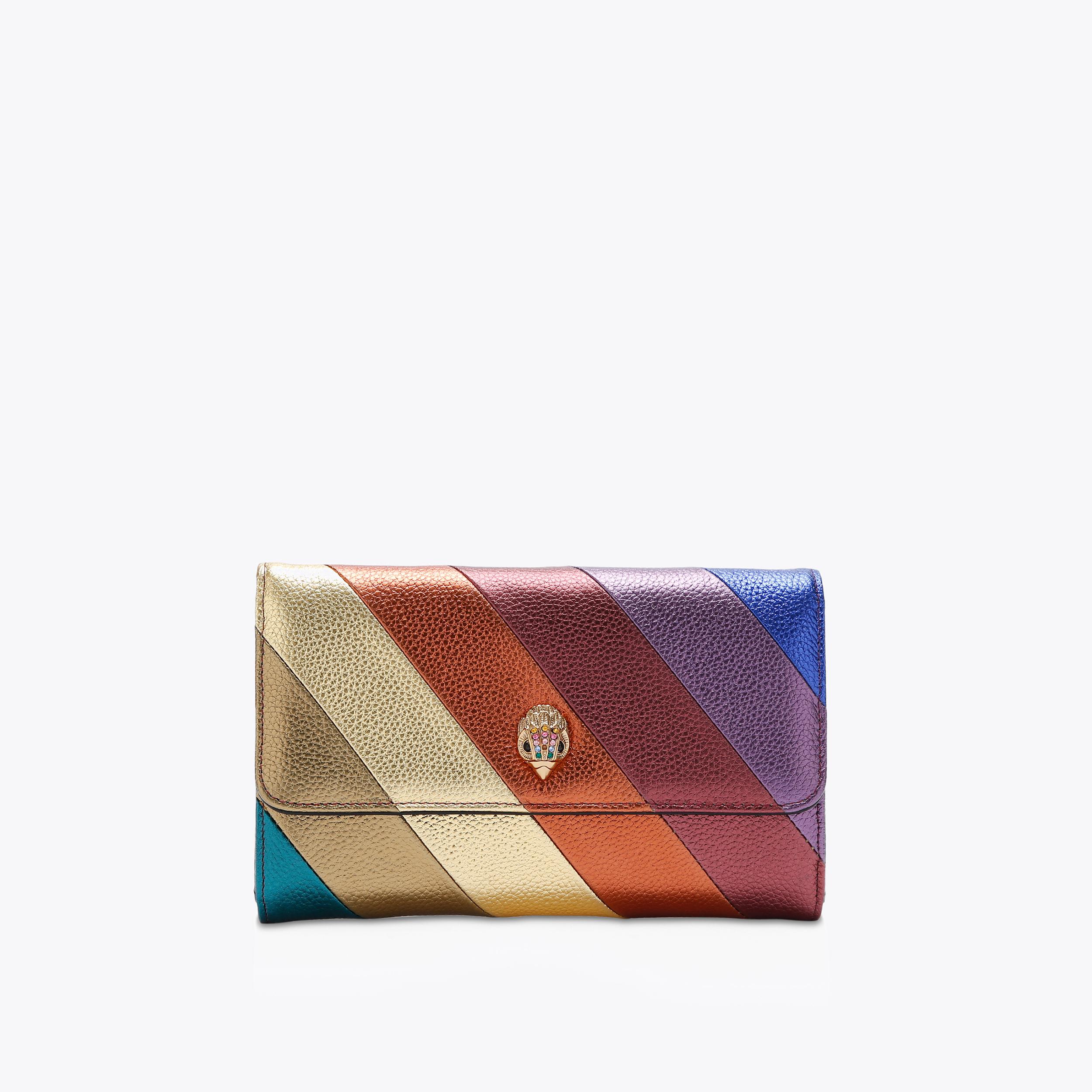 WALLET ON CHAIN LEATHER Rainbow Stripe Leather Wallet On