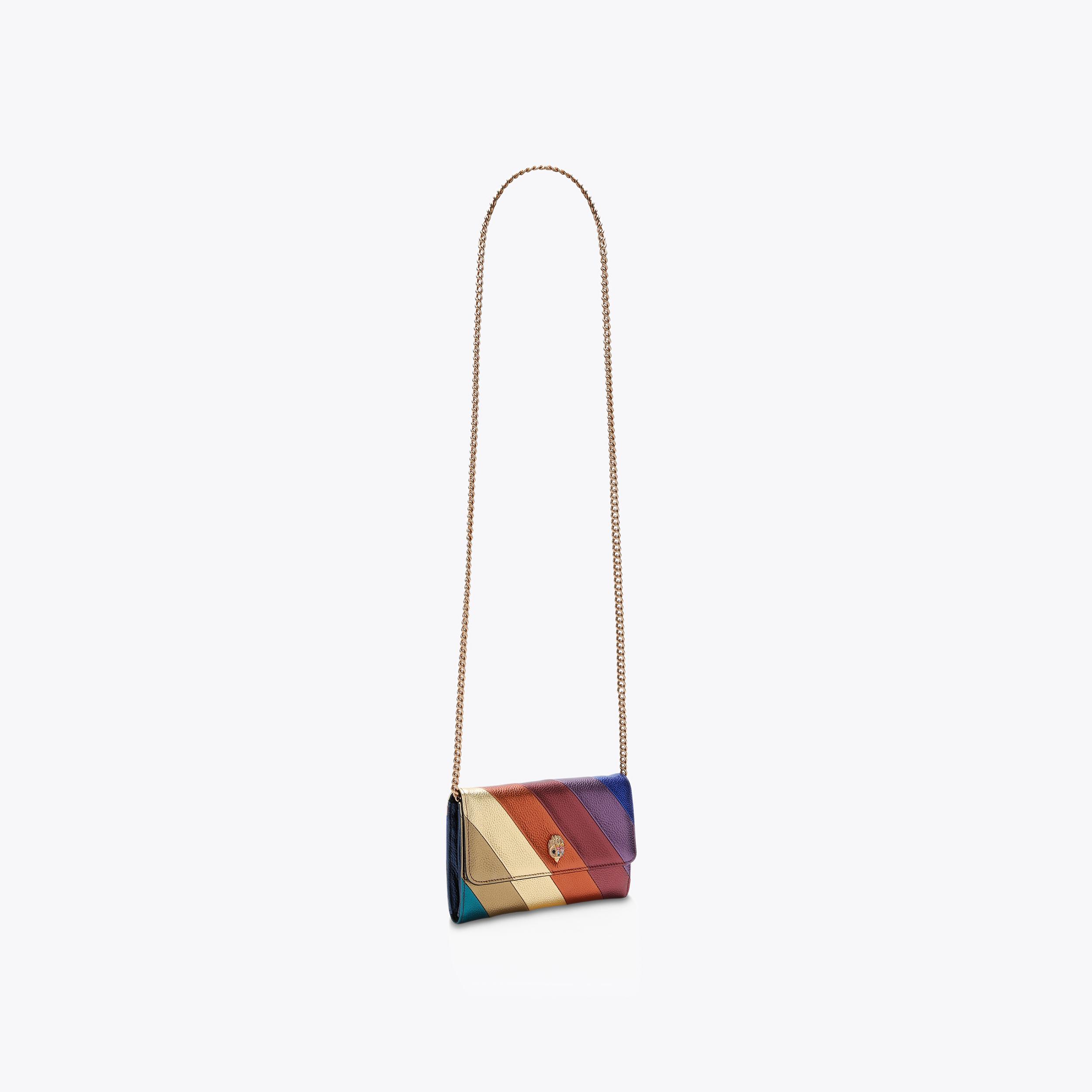 K STRIPE CHAIN WALLET Kensington Rainbow Stripe Leather
