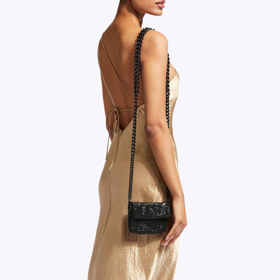 MINI PARTY XBODY BAG Black Crystal Cross Body Purse by KURT GEIGER 