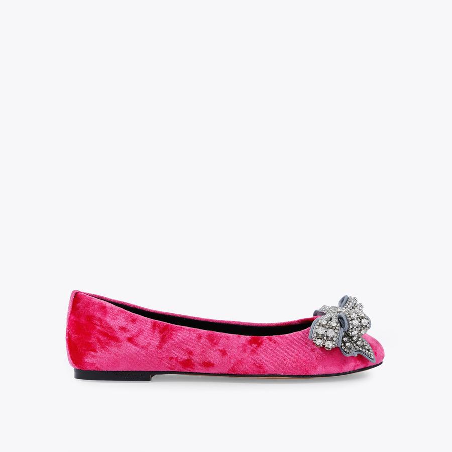 BOW BALLERINA pink velvet ballerina flat by KURT GEIGER LONDON