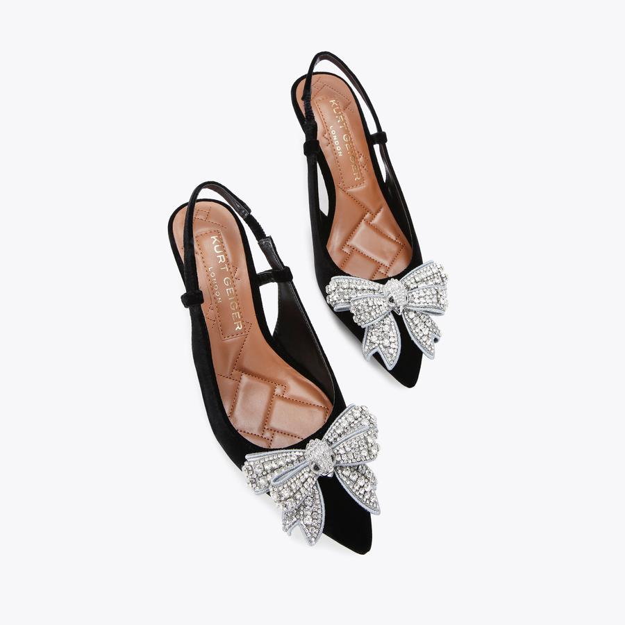 【PORTERNA】Mont ribbon pumps BELGRAVIA BOW SLING Black Velvet Heels by KURT GEIGER LONDON