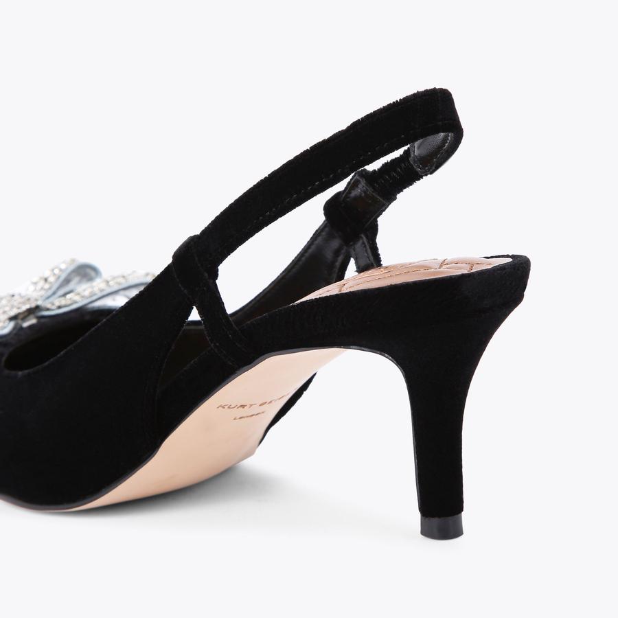 【PORTERNA】Mont ribbon pumps BELGRAVIA BOW SLING Black Velvet Heels by KURT GEIGER LONDON