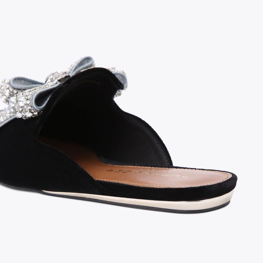 OLIVE CRYSTAL BOW Black Slip On Shoes by KURT GEIGER LONDON