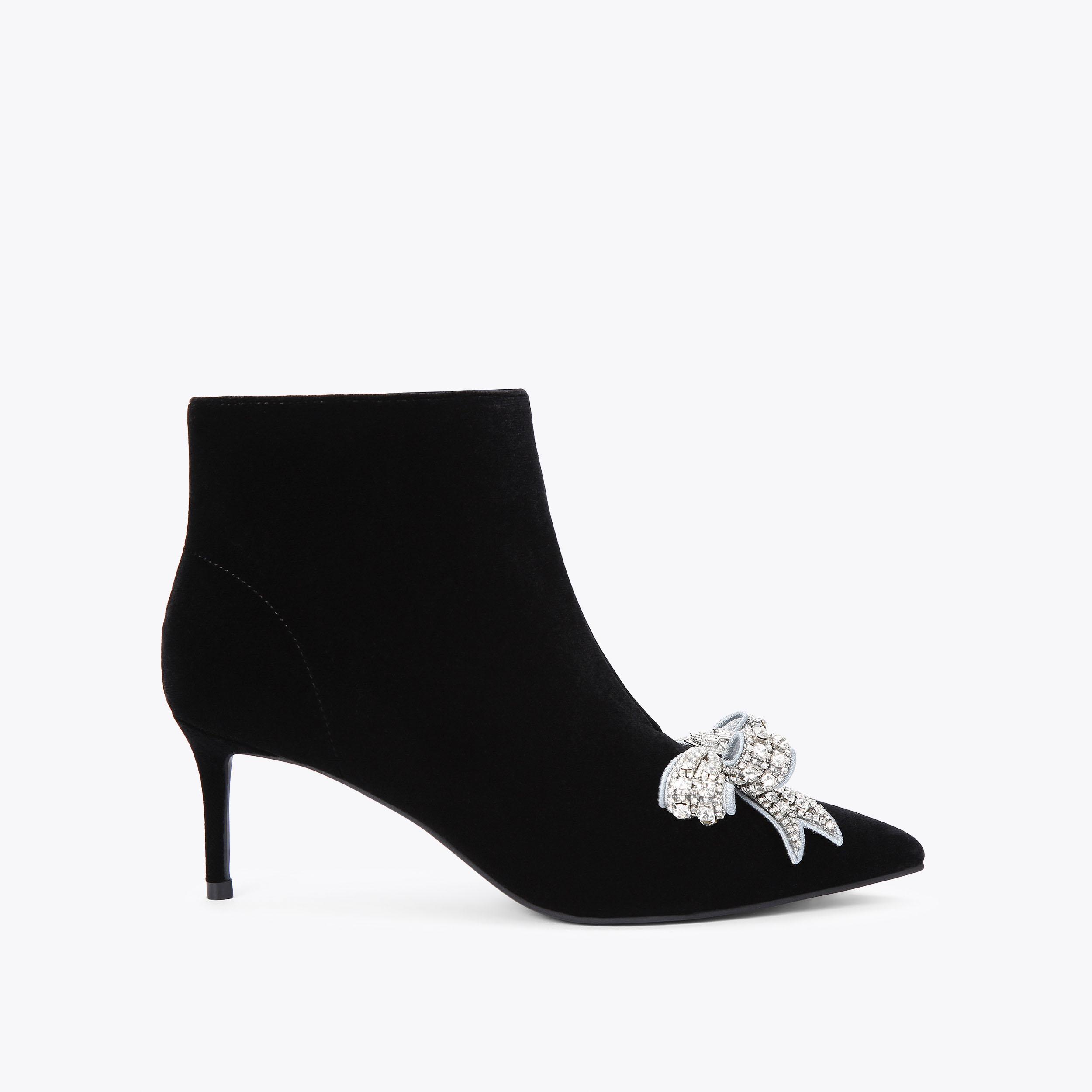 BELGRAVIA BOW ANKLE BOOT Velvet Ankle Boot by KURT GEIGER LONDON