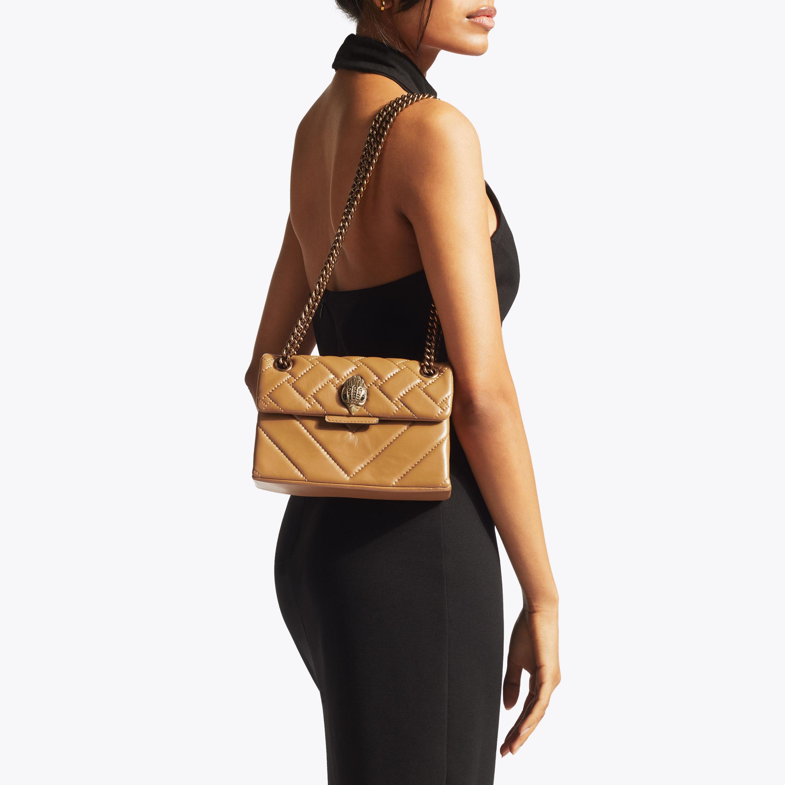 LEATHER MINI KENSINGTON Camel leather cross body purse by KURT