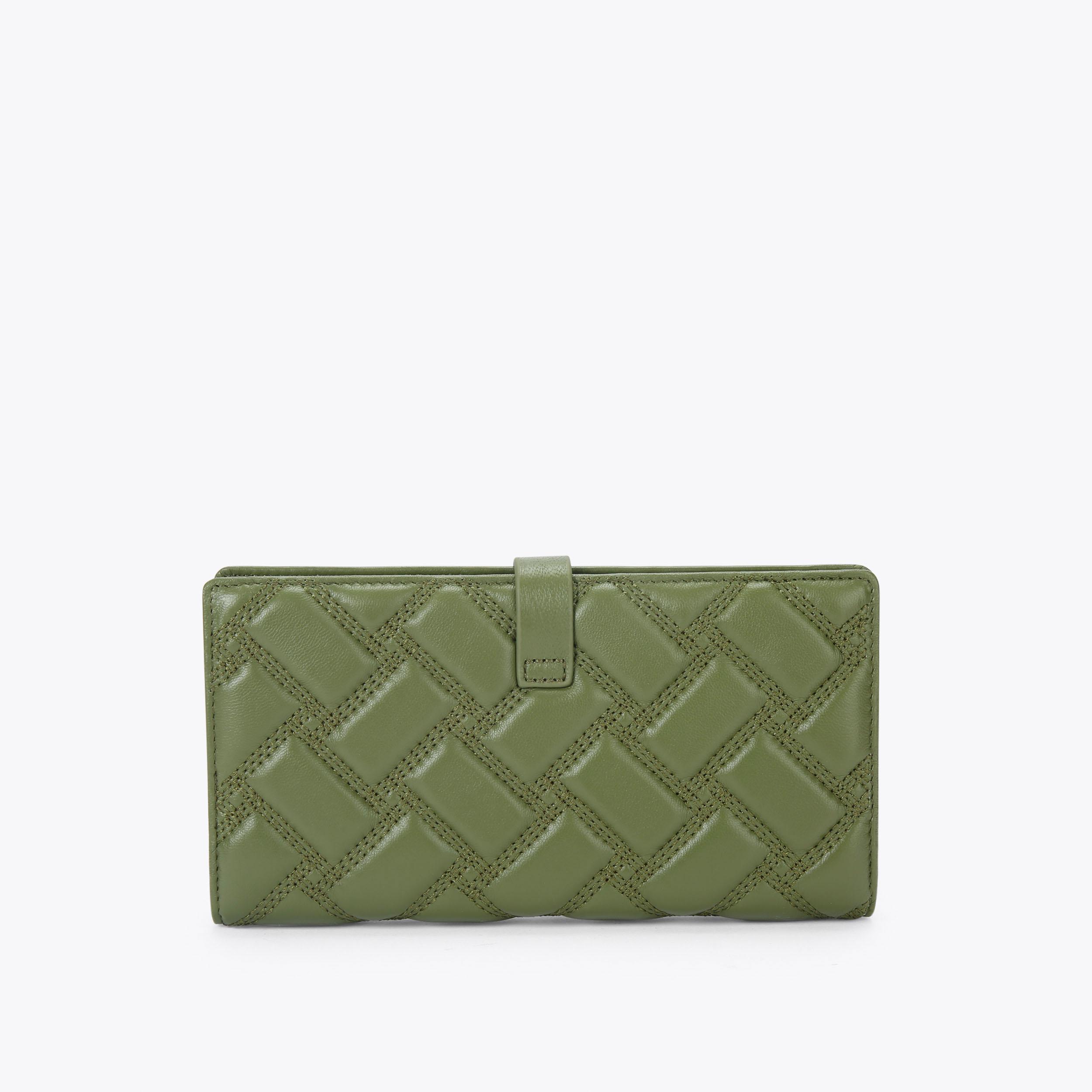 ナグァール財布 LEATHER SOFT WALLET DR Khaki Long Wallet by KURT GEIGER LONDON