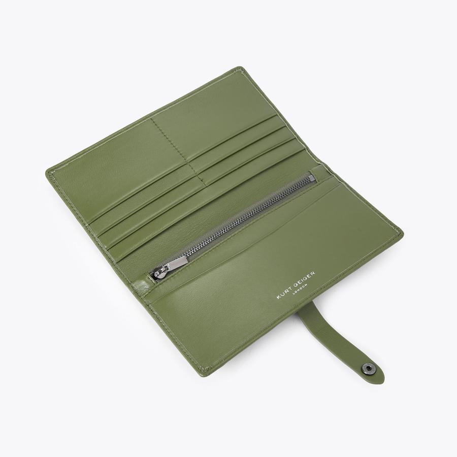 LEATHER SOFT WALLET DR Khaki Long Wallet by KURT GEIGER LONDON