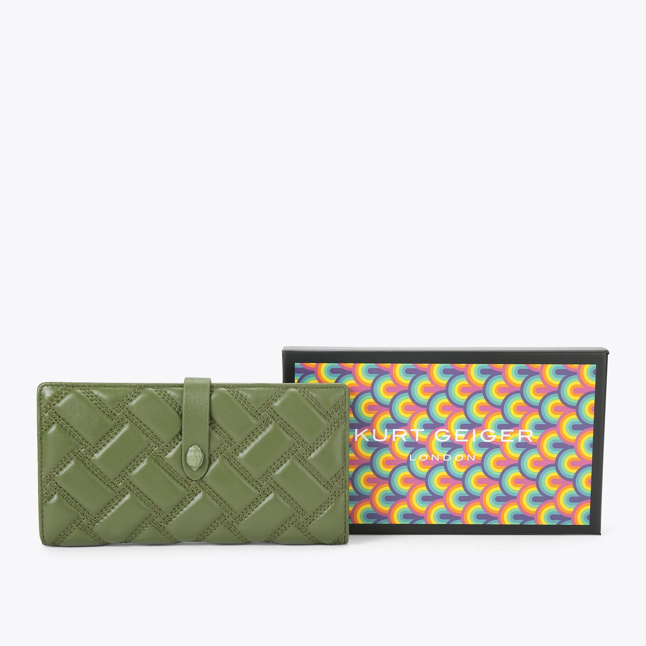 LEATHER SOFT WALLET DR Khaki Long Wallet by KURT GEIGER LONDON