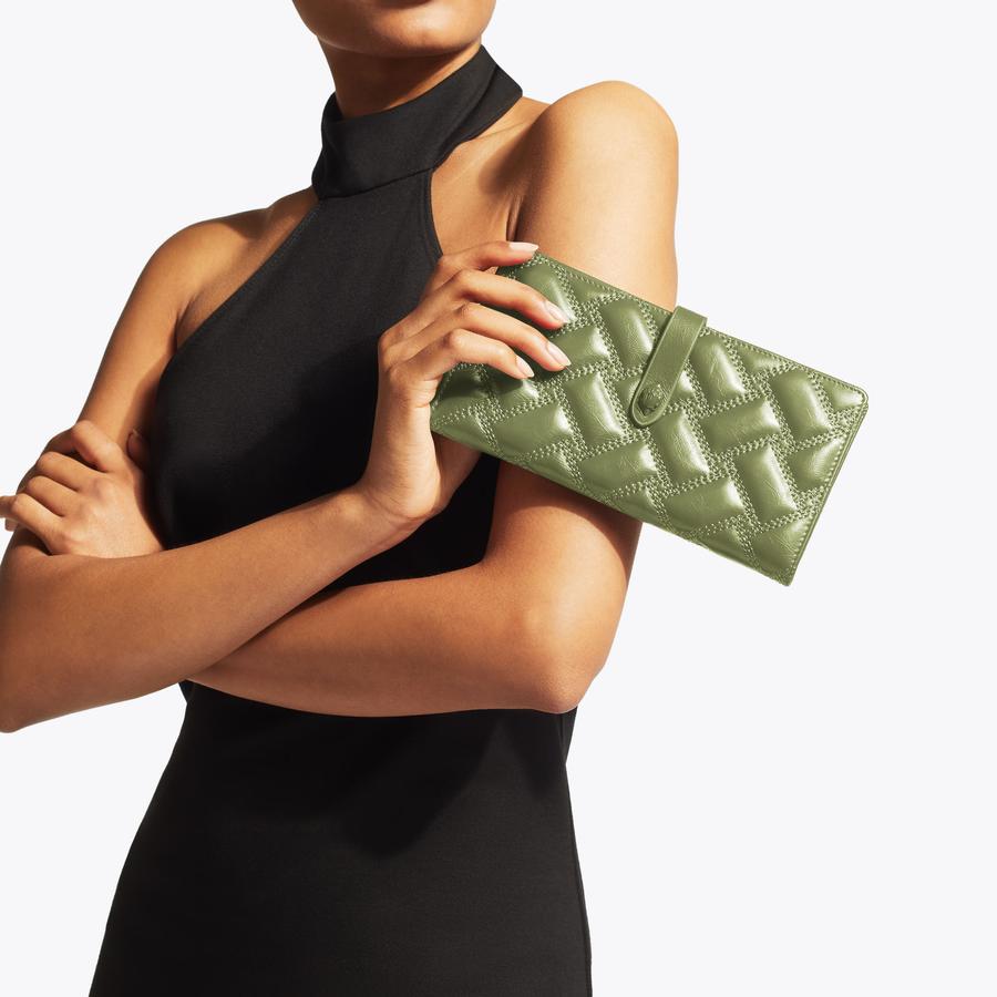 LEATHER SOFT WALLET DR Khaki Long Wallet by KURT GEIGER LONDON