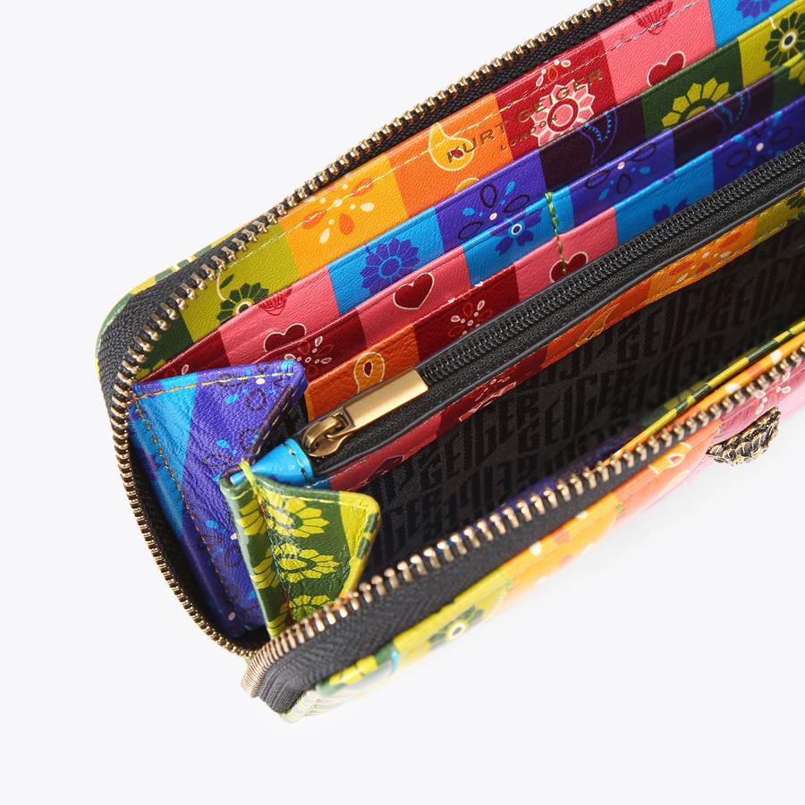 KENSINGTON ZIP AROUND W Rainbow Stripe Leather Zip Around Wallet