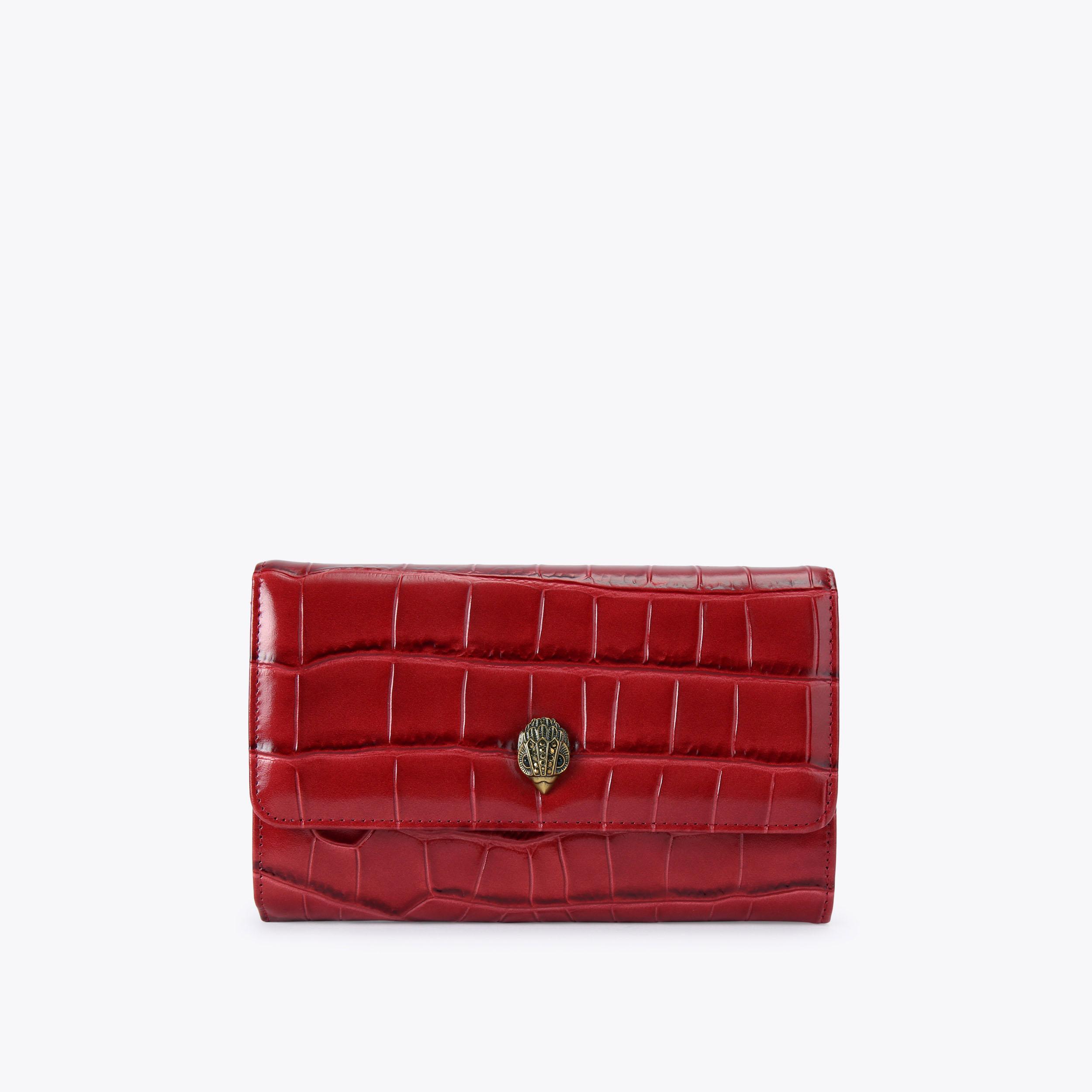 KENSINGTON CHAIN WALLET Red Croc Print Leather Chain Wallet by