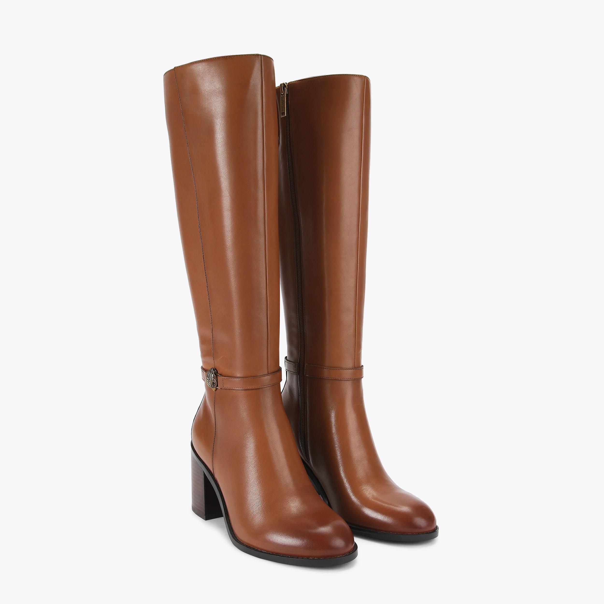 Shoreditch Block Knee Boot Tan Leather | Kurt Geiger
