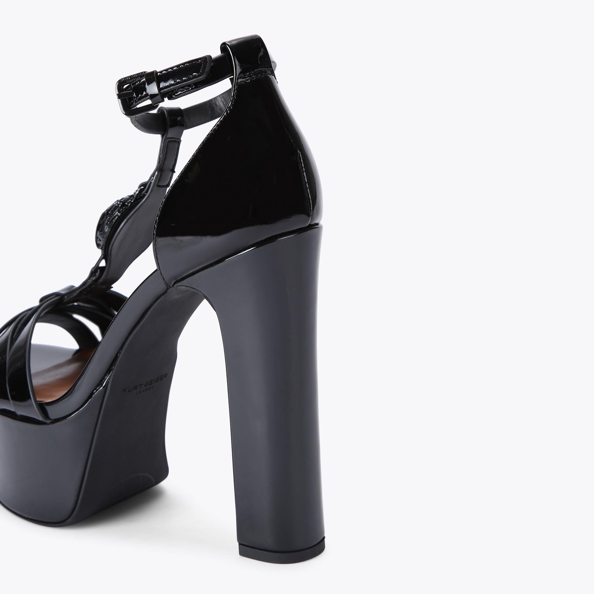 HAMPTON HIGH PLATFORM Black Patent Platform Heels by KURT GEIGER