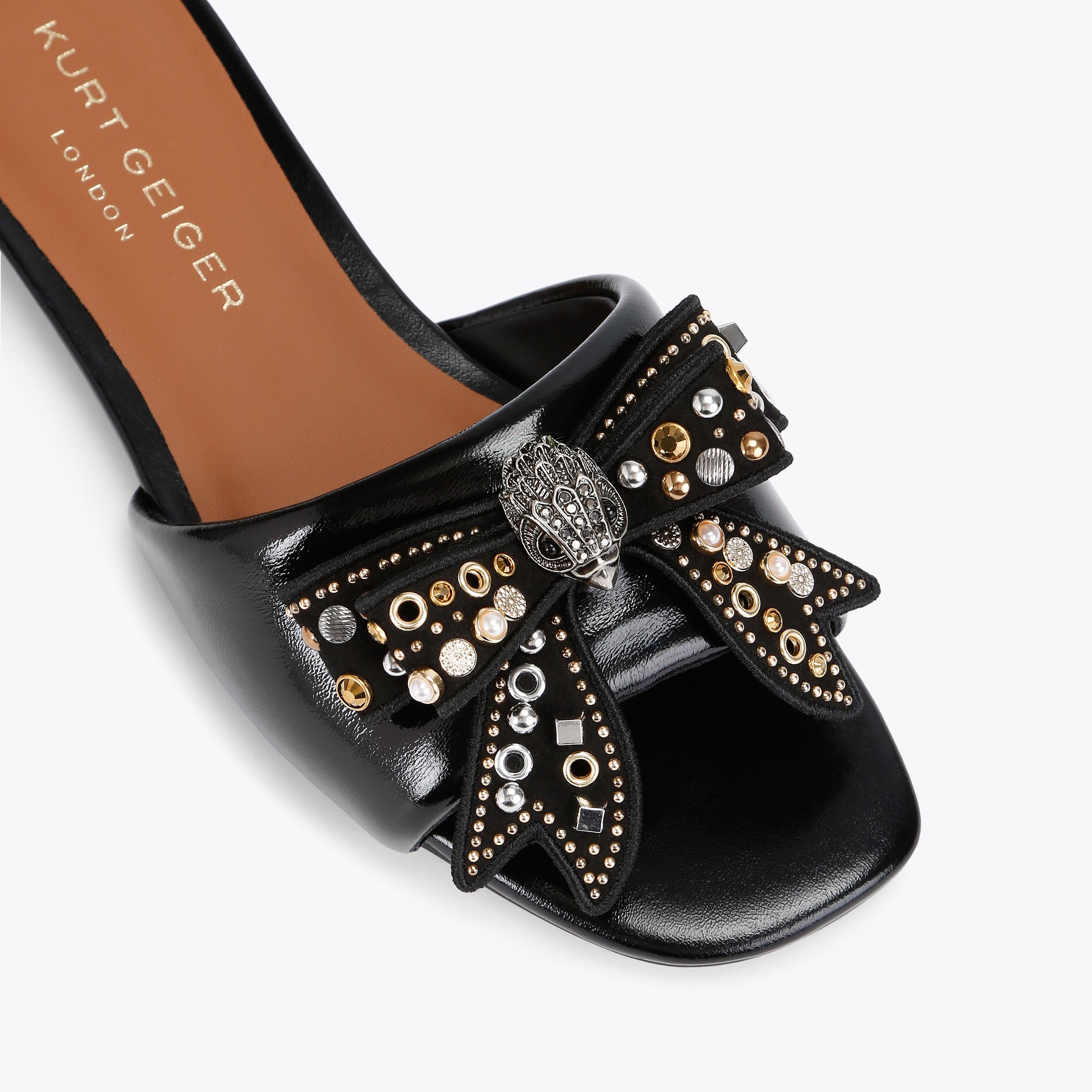 KENSINGTON BOW FLAT SDL Black Crystal Sandal by KURT GEIGER