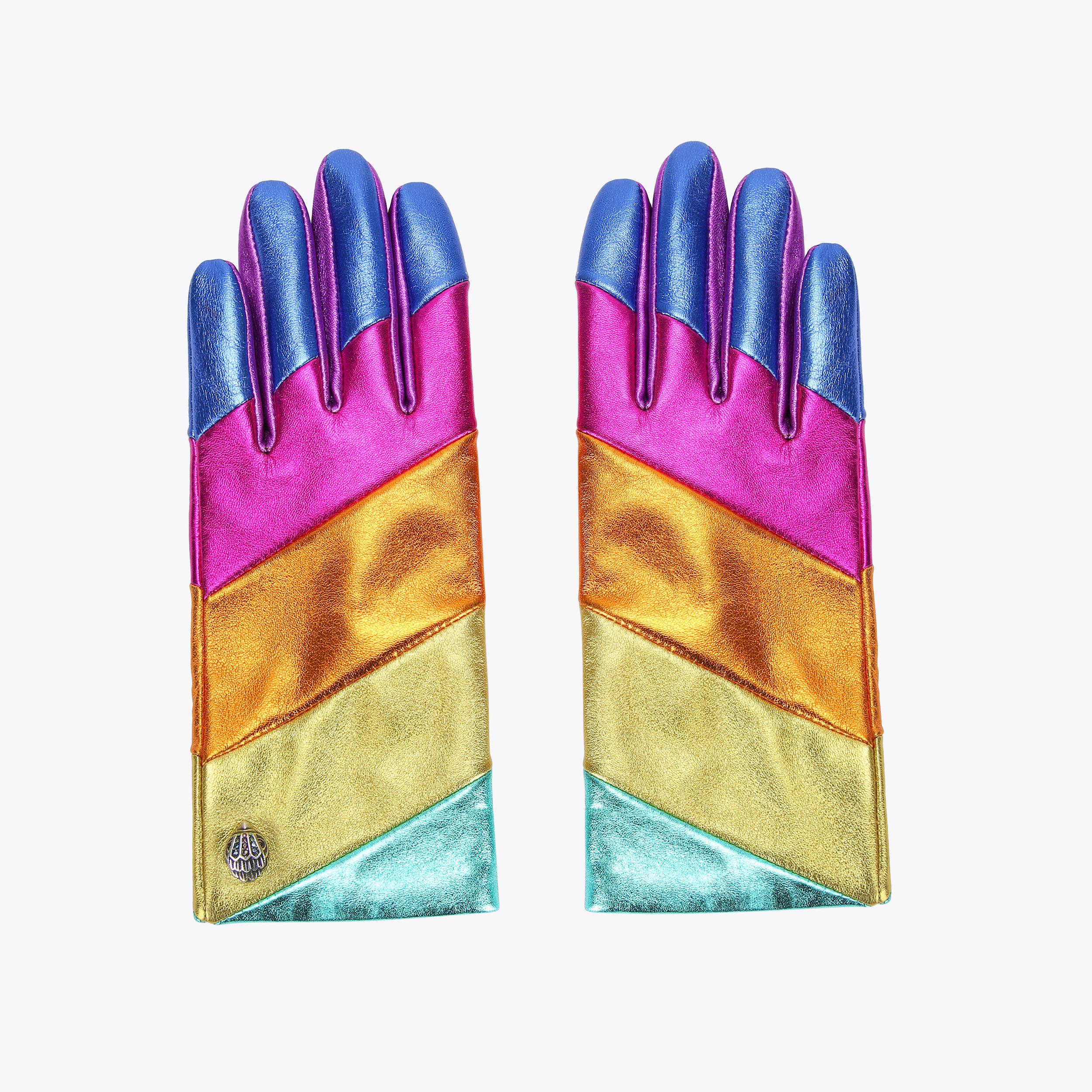 KENSINGTON GLOVES Rainbow Striped Leather Gloves by KURT 